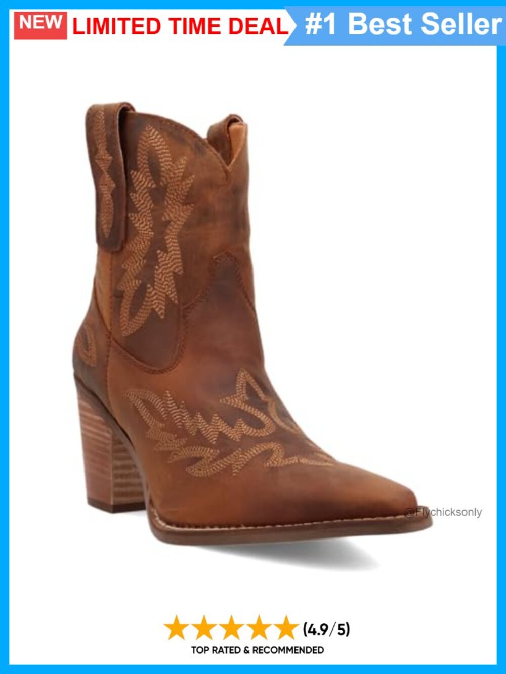 Western Embroidered Snip Toe Pull On Ankle Boots Leather Block Heel